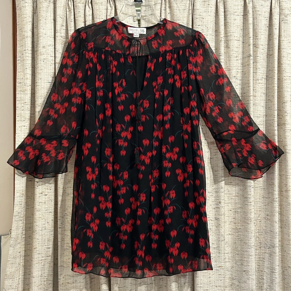 Rachel Zoe Silk Bell Sleeve Mini Dress